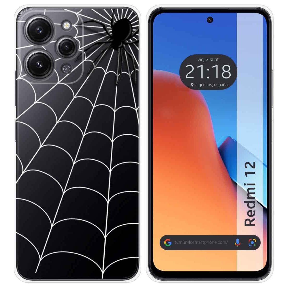 Funda Silicona Transparente compatible con Xiaomi Redmi 12 diseño Araña Dibujos