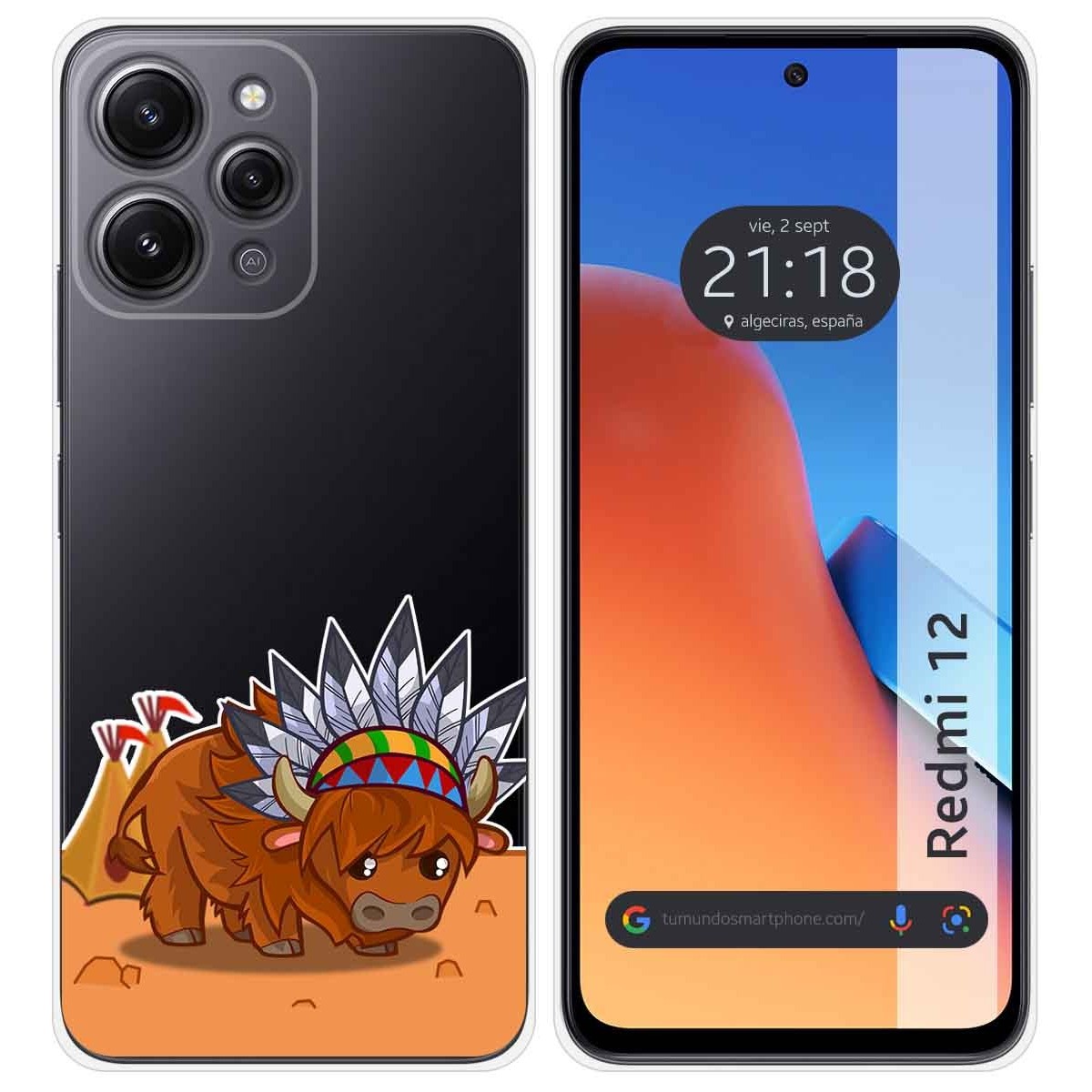 Funda Silicona Transparente compatible con Xiaomi Redmi 12 diseño Bufalo Dibujos