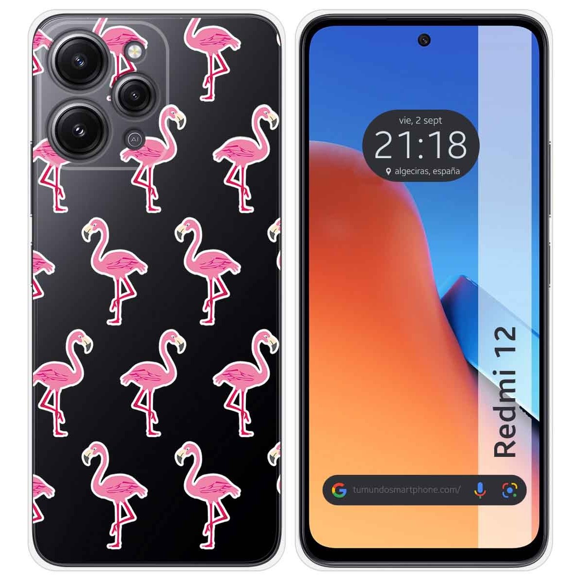 Funda Silicona Transparente compatible con Xiaomi Redmi 12 diseño Flamenco Dibujos