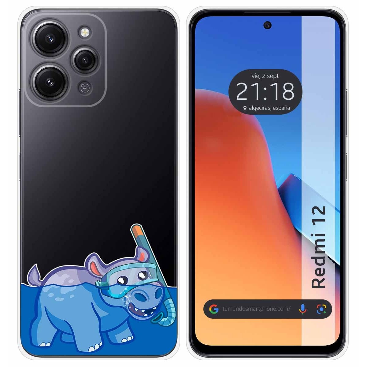 Funda Silicona Transparente compatible con Xiaomi Redmi 12 diseño Hipo Dibujos