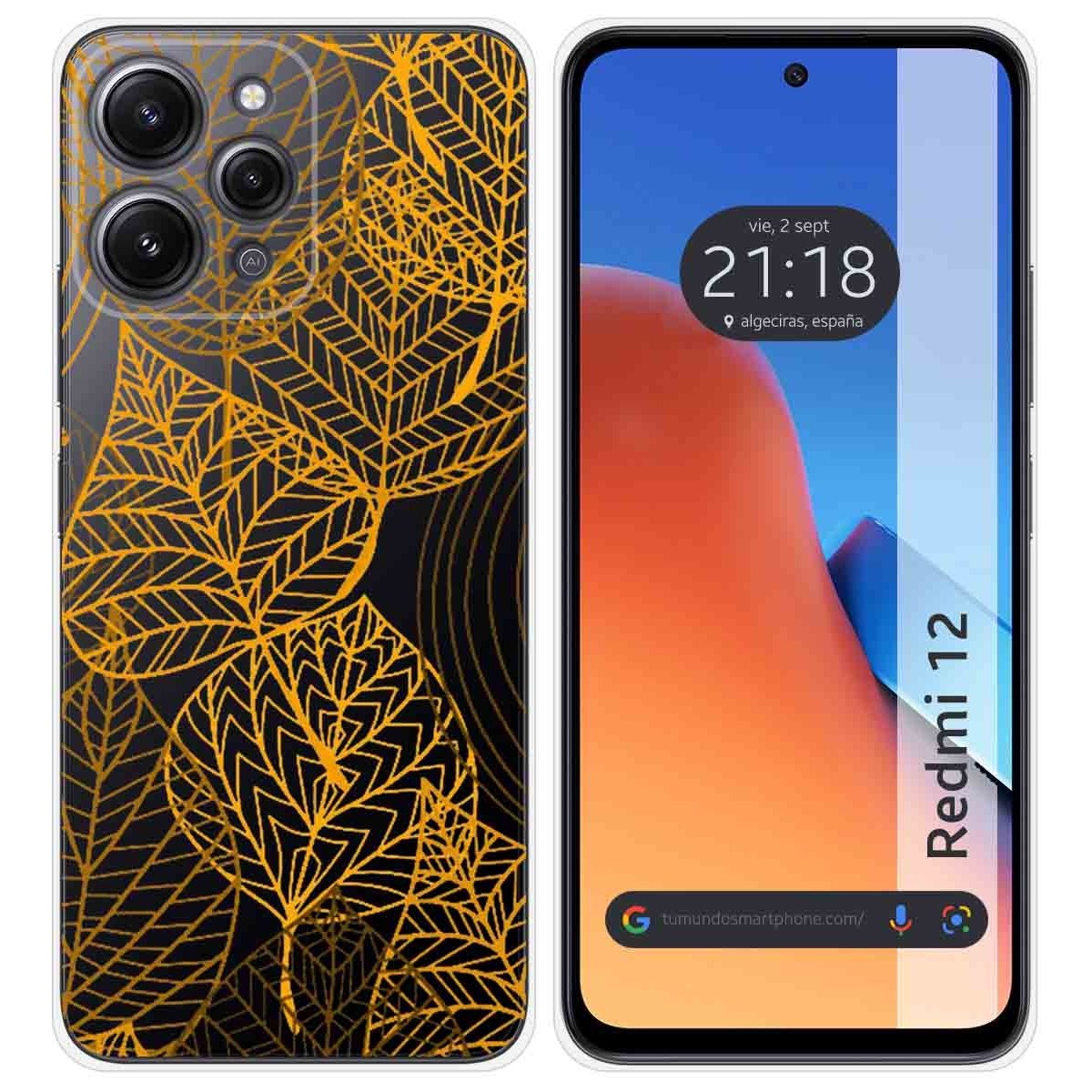 Funda Silicona Transparente compatible con Xiaomi Redmi 12 diseño Hojas Dibujos