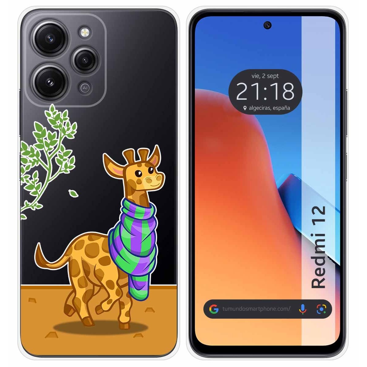 Funda Silicona Transparente compatible con Xiaomi Redmi 12 diseño Jirafa Dibujos