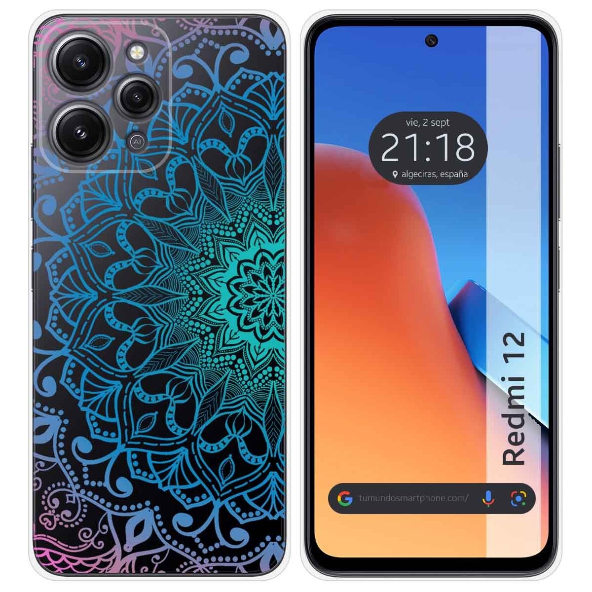 Funda Silicona Transparente compatible con Xiaomi Redmi 12 diseño Mandala Dibujos