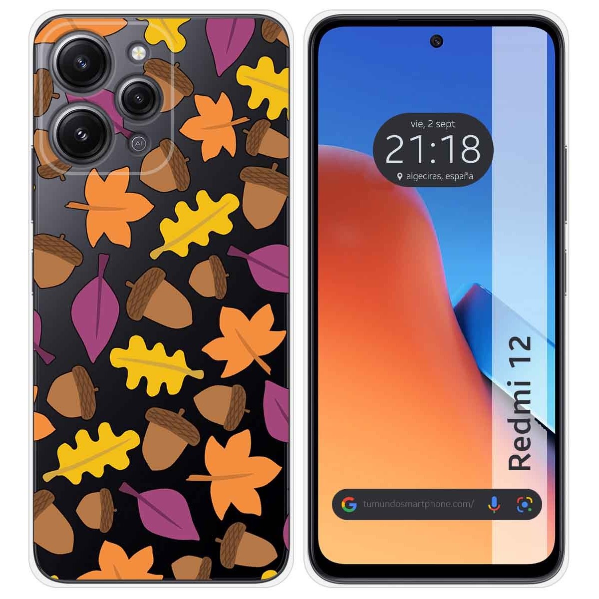 Funda Silicona Transparente compatible con Xiaomi Redmi 12 diseño Otoño Dibujos