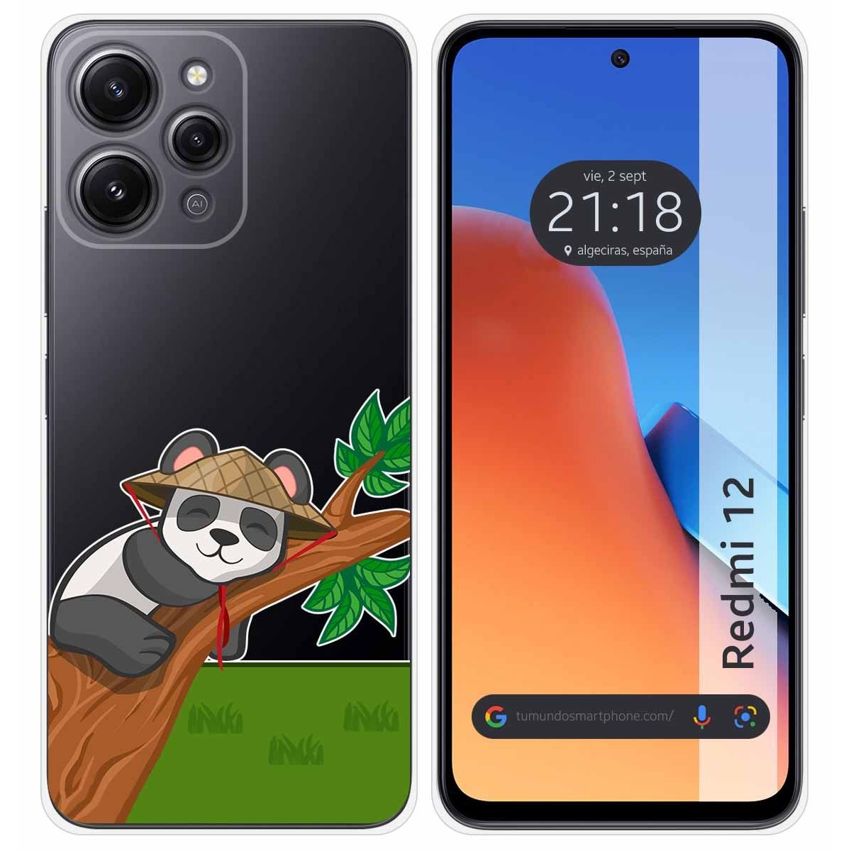Funda Silicona Transparente compatible con Xiaomi Redmi 12 diseño Panda Dibujos