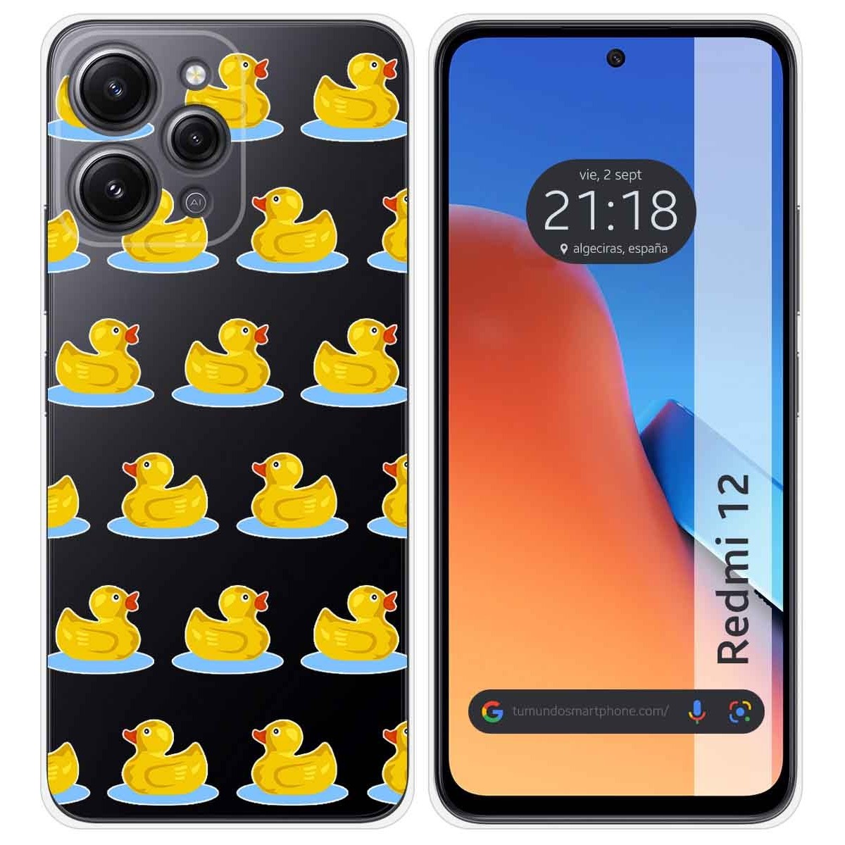 Funda Silicona Transparente compatible con Xiaomi Redmi 12 diseño Pato Dibujos