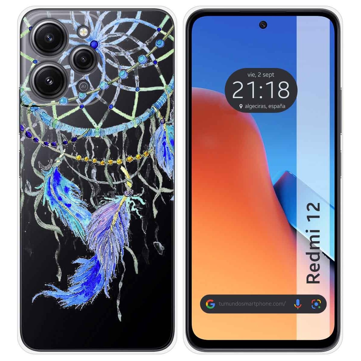 Funda Silicona Transparente compatible con Xiaomi Redmi 12 diseño Plumas Dibujos