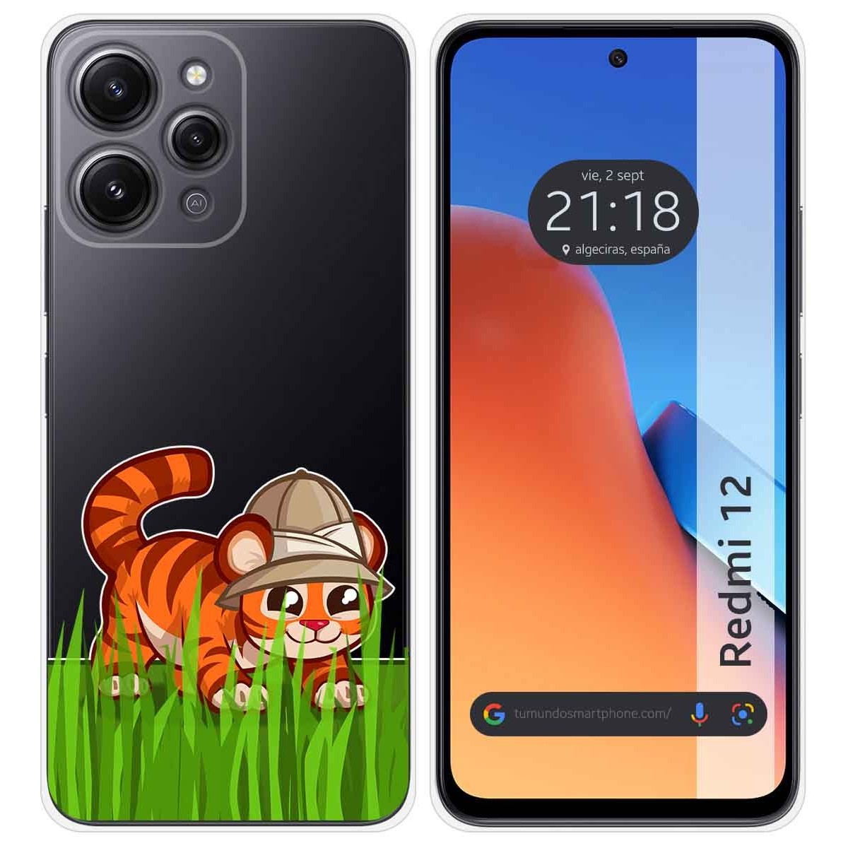 Funda Silicona Transparente compatible con Xiaomi Redmi 12 diseño Tigre Dibujos