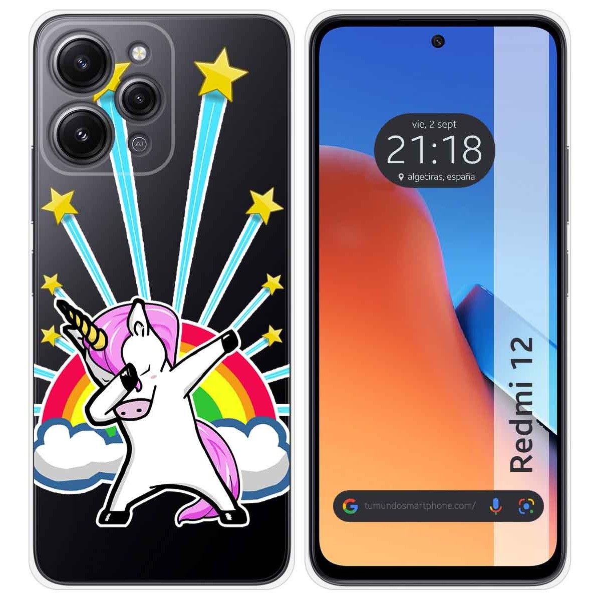 Funda Silicona Transparente compatible con Xiaomi Redmi 12 diseño Unicornio Dibujos