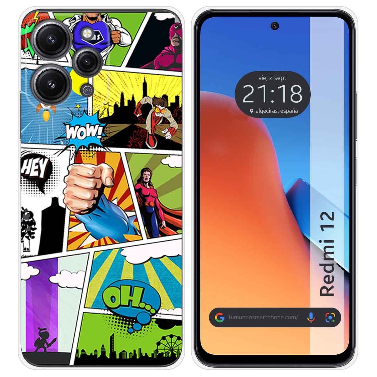 Funda Silicona compatible con Xiaomi Redmi 12 diseño Comic Dibujos