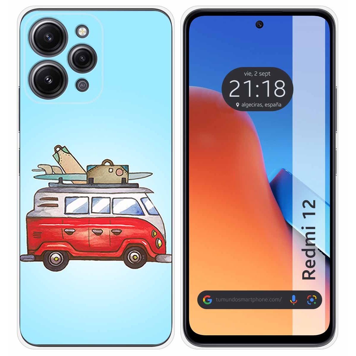 Funda Silicona compatible con Xiaomi Redmi 12 diseño Furgoneta Dibujos