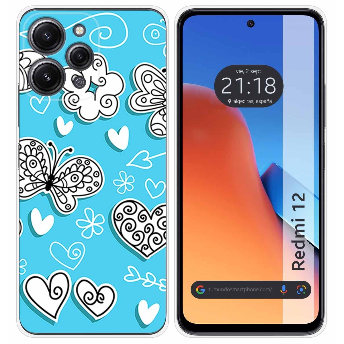 Funda Silicona compatible con Xiaomi Redmi 12 diseño Mariposas Dibujos
