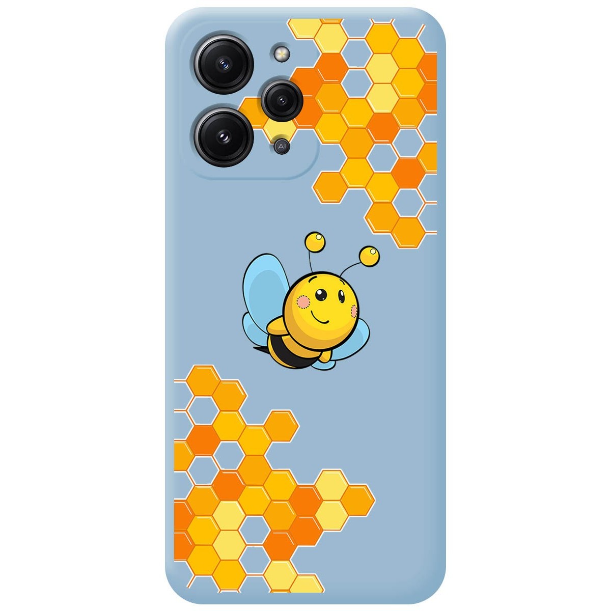 Funda Silicona Líquida Azul compatible con Xiaomi Redmi 12 diseño Abeja Dibujos
