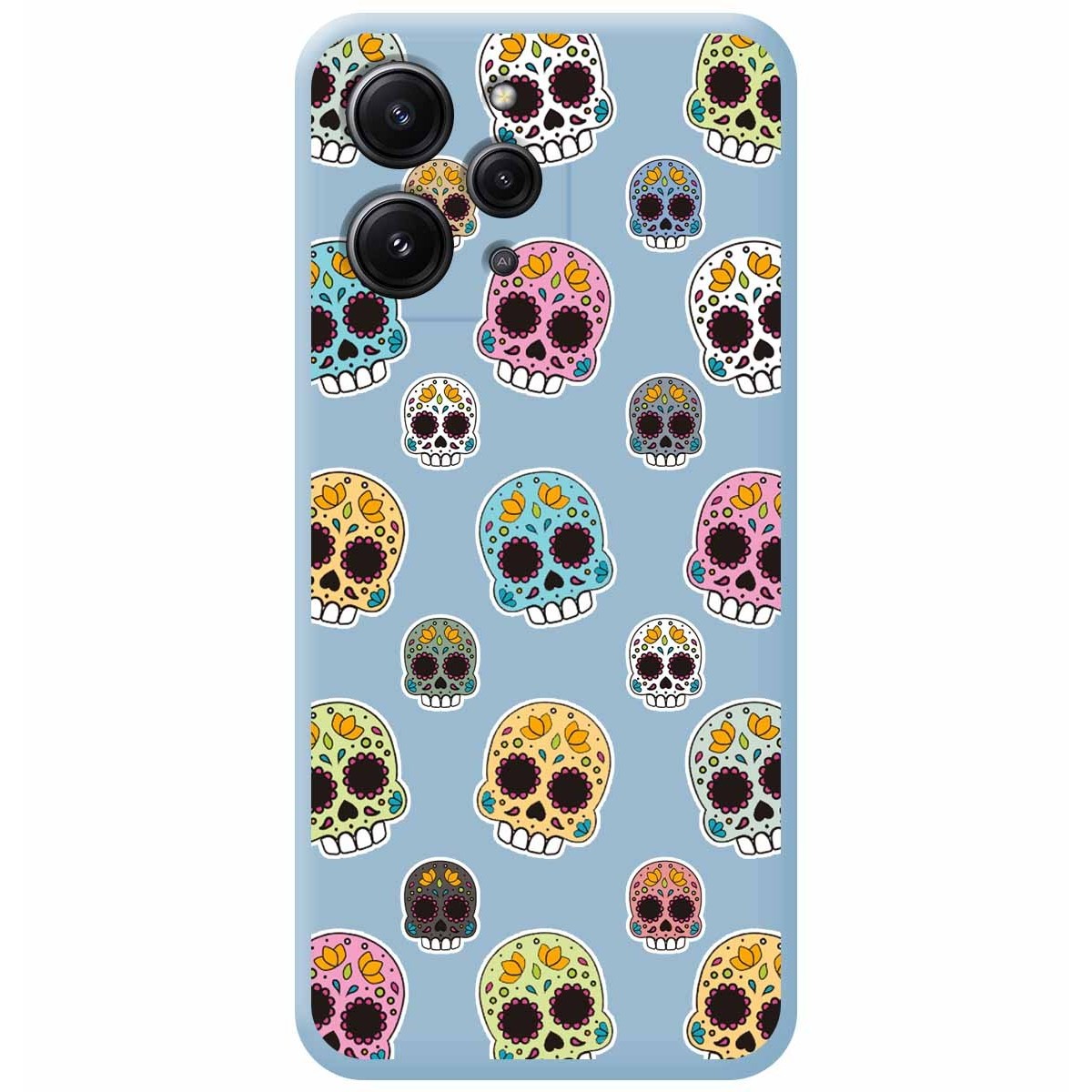 Funda Silicona Líquida Azul compatible con Xiaomi Redmi 12 diseño Catrina Dibujos