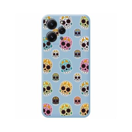 Funda Silicona Líquida Azul compatible con Xiaomi Redmi 12 diseño Catrina Dibujos