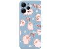 Funda Silicona Líquida Azul compatible con Xiaomi Redmi 12 diseño Cerdos Dibujos