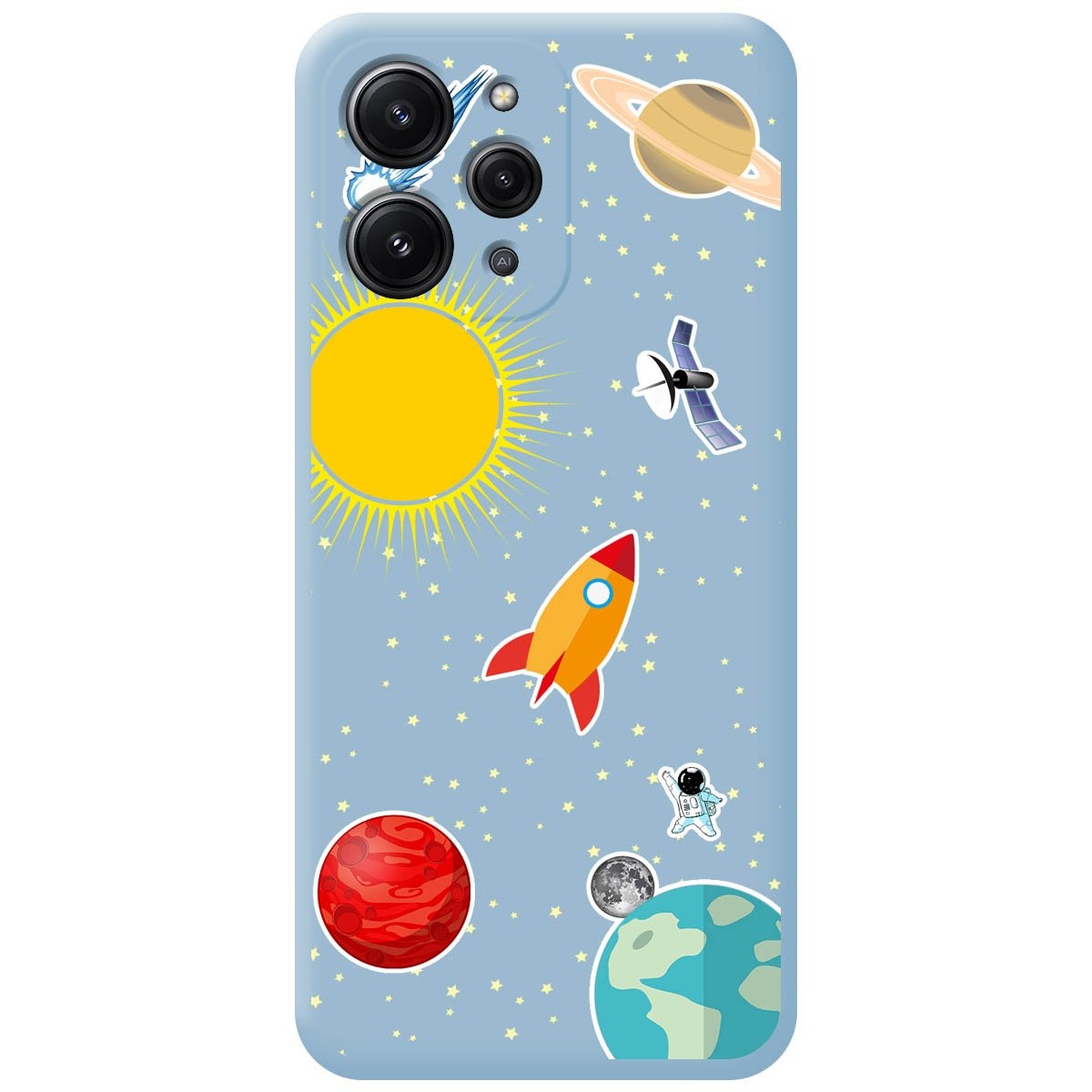 Funda Silicona Líquida Azul compatible con Xiaomi Redmi 12 diseño Espacio Dibujos