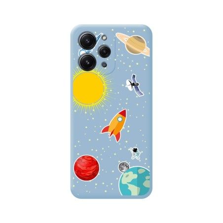 Funda Silicona Líquida Azul compatible con Xiaomi Redmi 12 diseño Espacio Dibujos