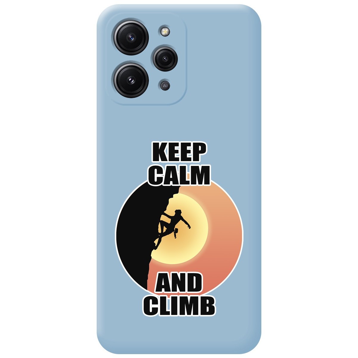 Funda Silicona Líquida Azul compatible con Xiaomi Redmi 12 diseño Mujer Escalada Dibujos