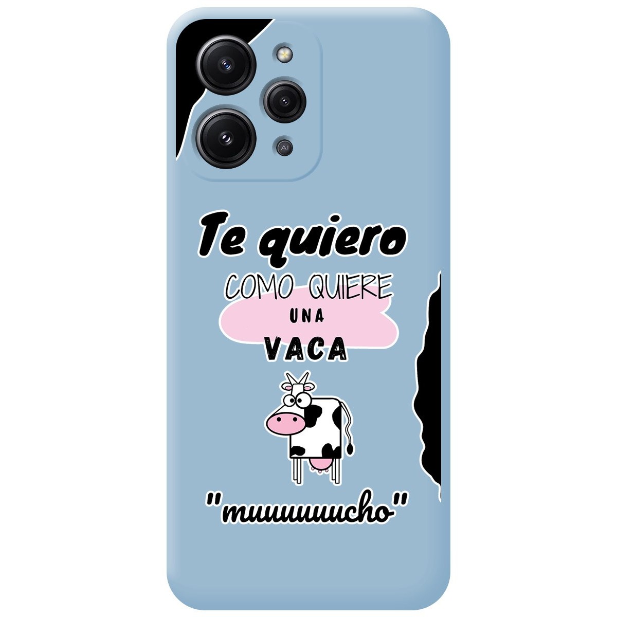 Funda Silicona Líquida Azul compatible con Xiaomi Redmi 12 diseño Vaca Dibujos