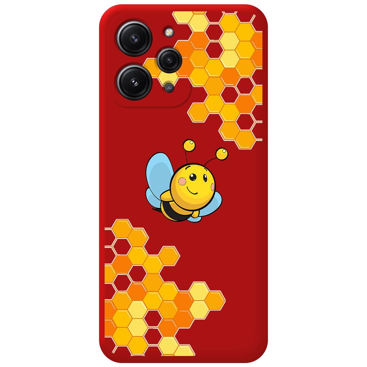 Funda Silicona Líquida Roja compatible con Xiaomi Redmi 12 diseño Abeja Dibujos