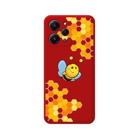 Funda Silicona Líquida Roja compatible con Xiaomi Redmi 12 diseño Abeja Dibujos
