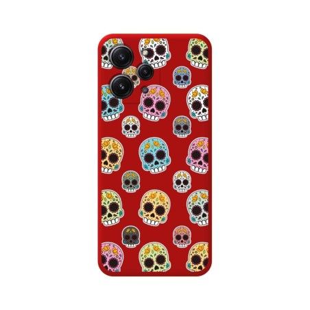 Funda Silicona Líquida Roja compatible con Xiaomi Redmi 12 diseño Catrina Dibujos