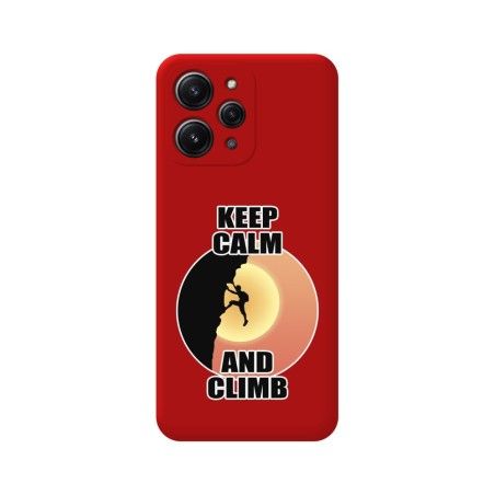 Funda Silicona Líquida Roja compatible con Xiaomi Redmi 12 diseño Hombre Escalada Dibujos