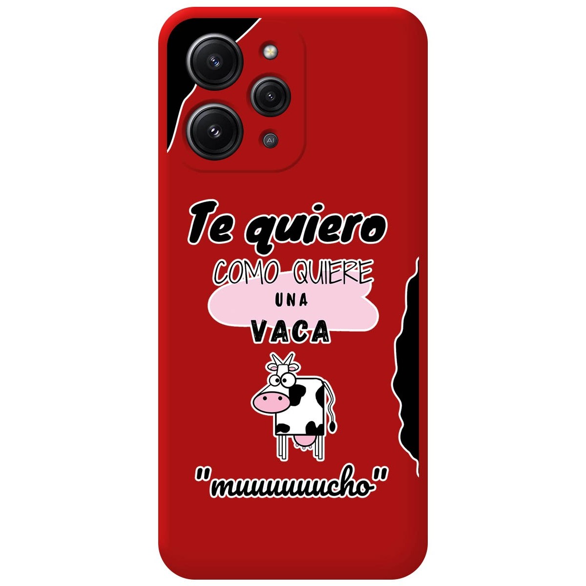 Funda Silicona Líquida Roja compatible con Xiaomi Redmi 12 diseño Vaca Dibujos