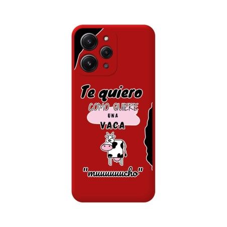 Funda Silicona Líquida Roja compatible con Xiaomi Redmi 12 diseño Vaca Dibujos