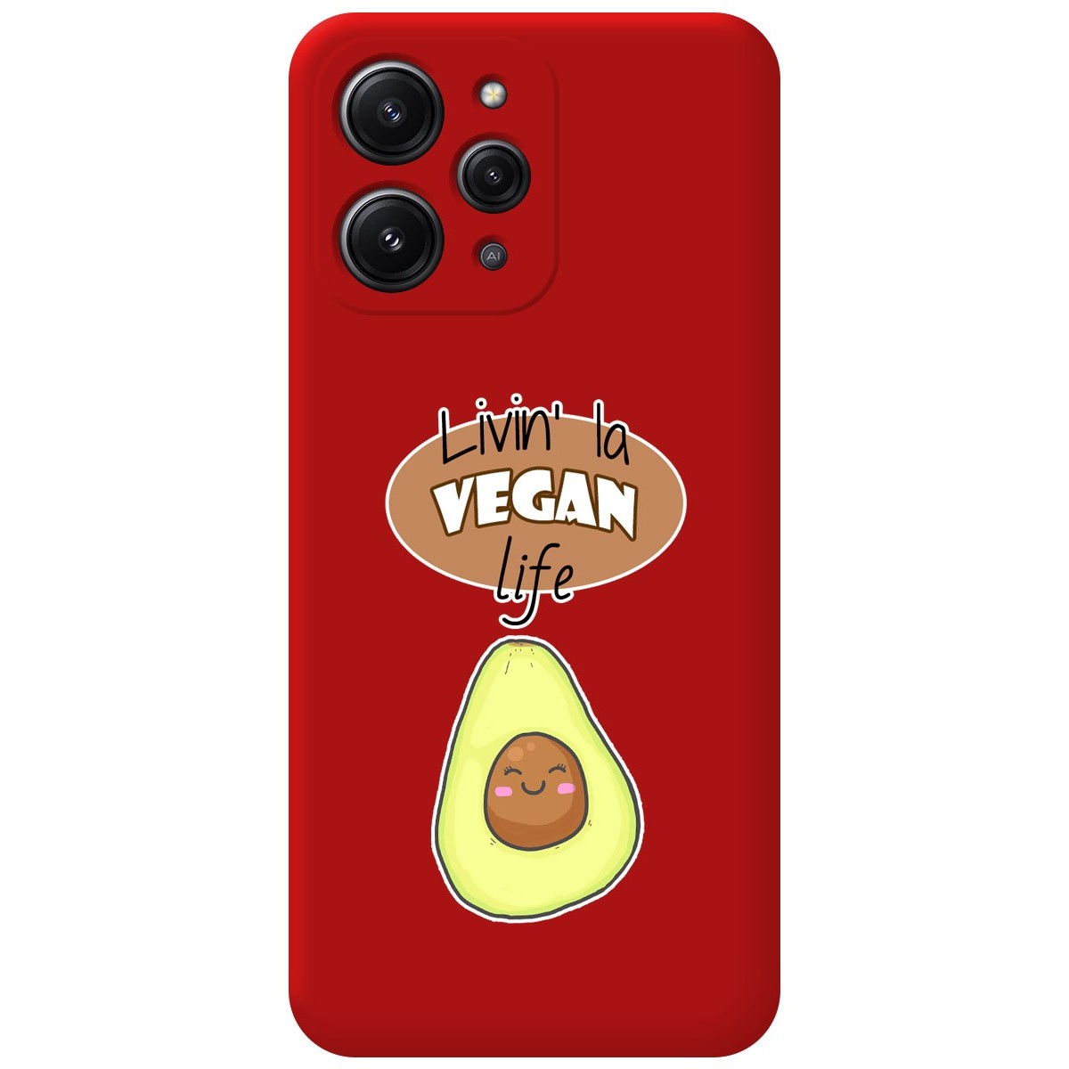 Xiaomi Redmi 12 Funda Silicona Líquida Roja dibujo Vegan Life