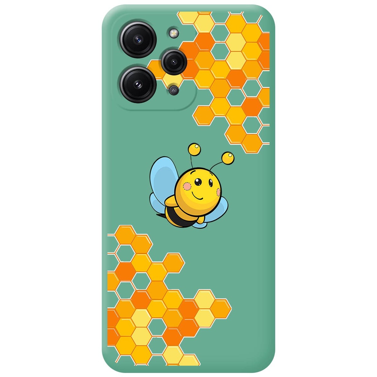 Funda Silicona Líquida Verde compatible con Xiaomi Redmi 12 diseño Abeja Dibujos