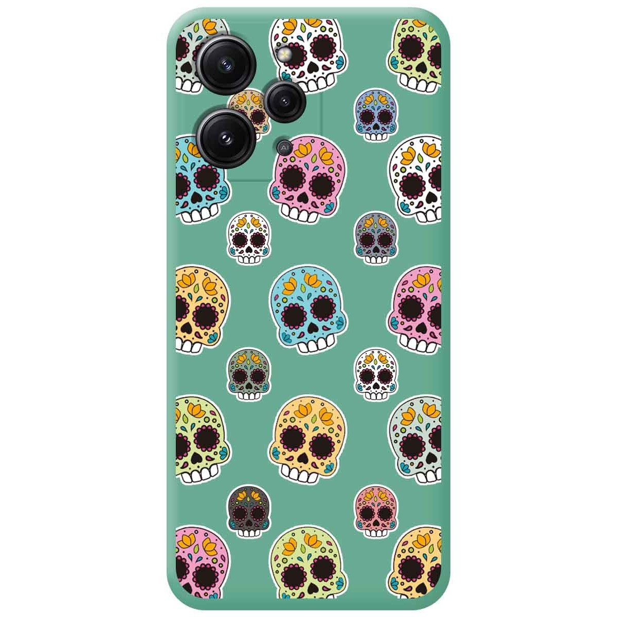 Funda Silicona Líquida Verde compatible con Xiaomi Redmi 12 diseño Catrina Dibujos