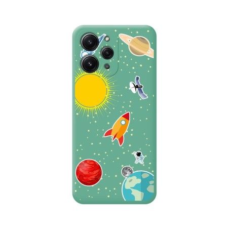 Funda Silicona Líquida Verde compatible con Xiaomi Redmi 12 diseño Espacio Dibujos