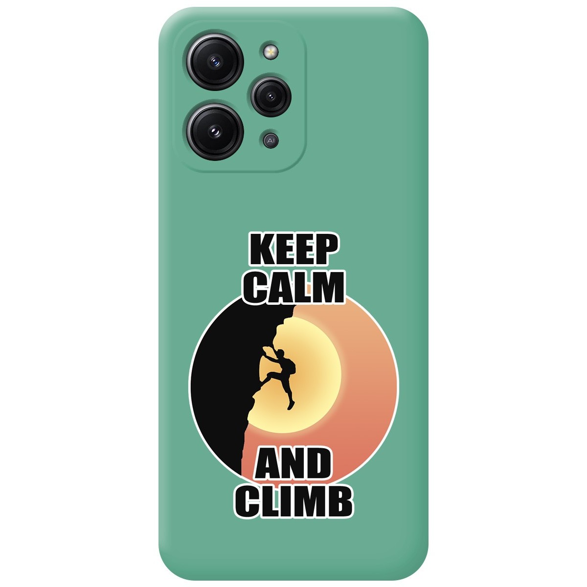 Funda Silicona Líquida Verde compatible con Xiaomi Redmi 12 diseño Hombre Escalada Dibujos