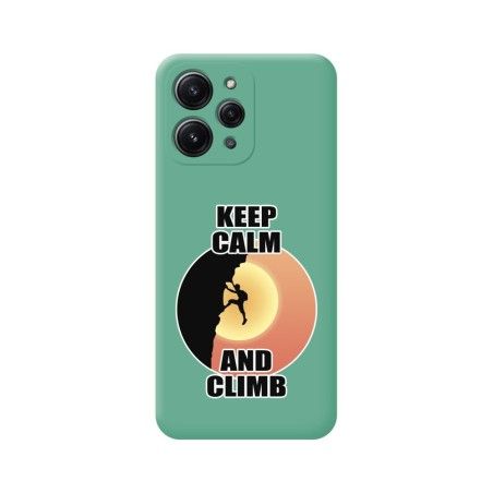 Funda Silicona Líquida Verde compatible con Xiaomi Redmi 12 diseño Hombre Escalada Dibujos