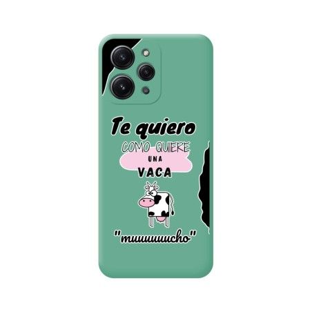 Funda Silicona Líquida Verde compatible con Xiaomi Redmi 12 diseño Vaca Dibujos