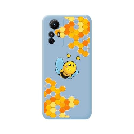 Funda Silicona Líquida Azul compatible con Xiaomi Redmi Note 12S diseño Abeja Dibujos