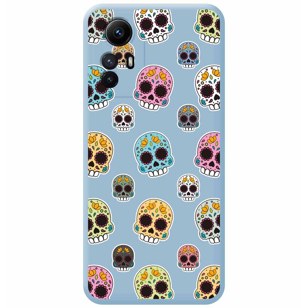 Funda Silicona Líquida Azul compatible con Xiaomi Redmi Note 12S diseño Catrina Dibujos