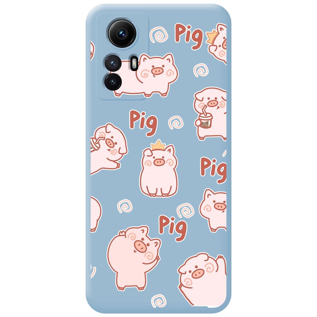 Funda Silicona Líquida Azul compatible con Xiaomi Redmi Note 12S diseño Cerdos Dibujos