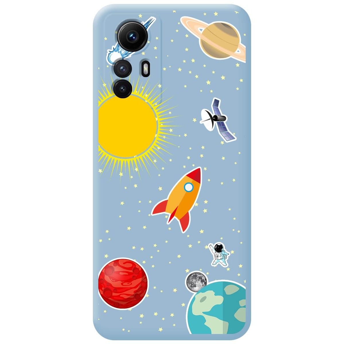 Funda Silicona Líquida Azul compatible con Xiaomi Redmi Note 12S diseño Espacio Dibujos