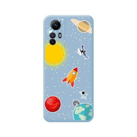 Funda Silicona Líquida Azul compatible con Xiaomi Redmi Note 12S diseño Espacio Dibujos