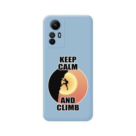 Funda Silicona Líquida Azul compatible con Xiaomi Redmi Note 12S diseño Hombre Escalada Dibujos
