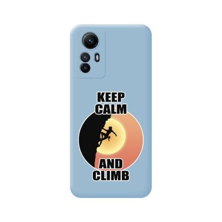 Funda Silicona Líquida Azul compatible con Xiaomi Redmi Note 12S diseño Mujer Escalada Dibujos