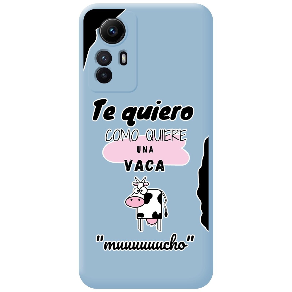 Funda Silicona Líquida Azul compatible con Xiaomi Redmi Note 12S diseño Vaca Dibujos