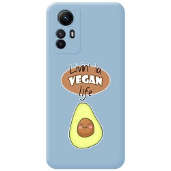 Funda Silicona Líquida Azul compatible con Xiaomi Redmi Note 12S diseño Vegan Life Dibujos