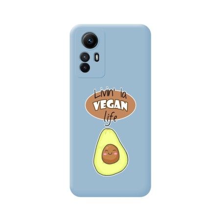 Funda Silicona Líquida Azul compatible con Xiaomi Redmi Note 12S diseño Vegan Life Dibujos