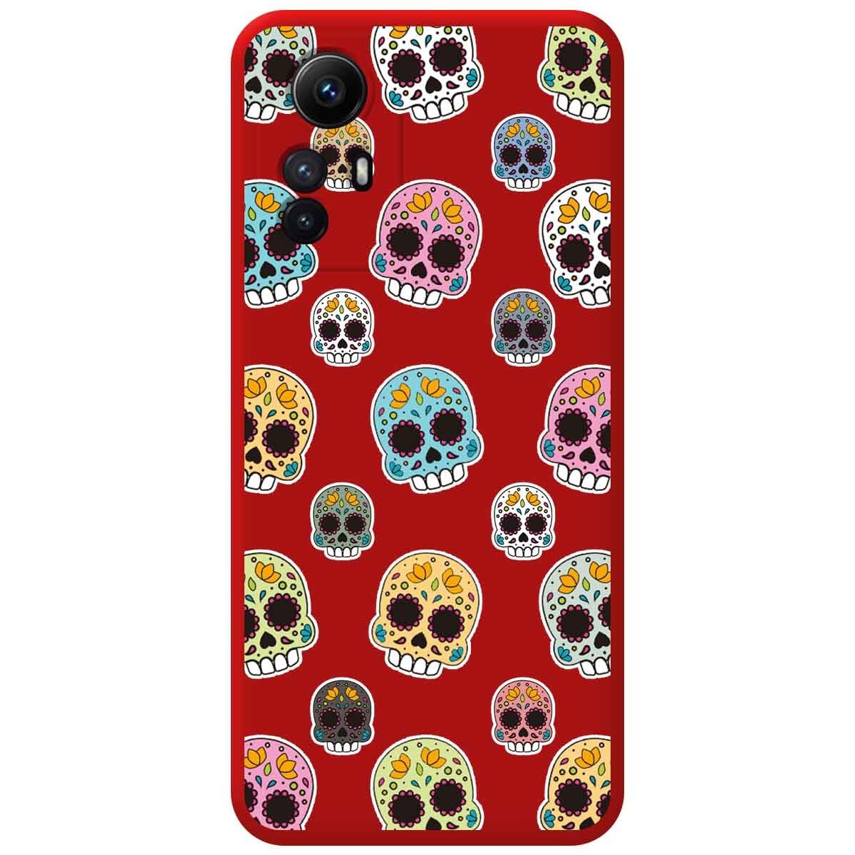 Funda Silicona Líquida Roja compatible con Xiaomi Redmi Note 12S diseño Catrina Dibujos