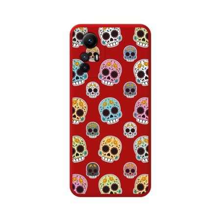 Funda Silicona Líquida Roja compatible con Xiaomi Redmi Note 12S diseño Catrina Dibujos