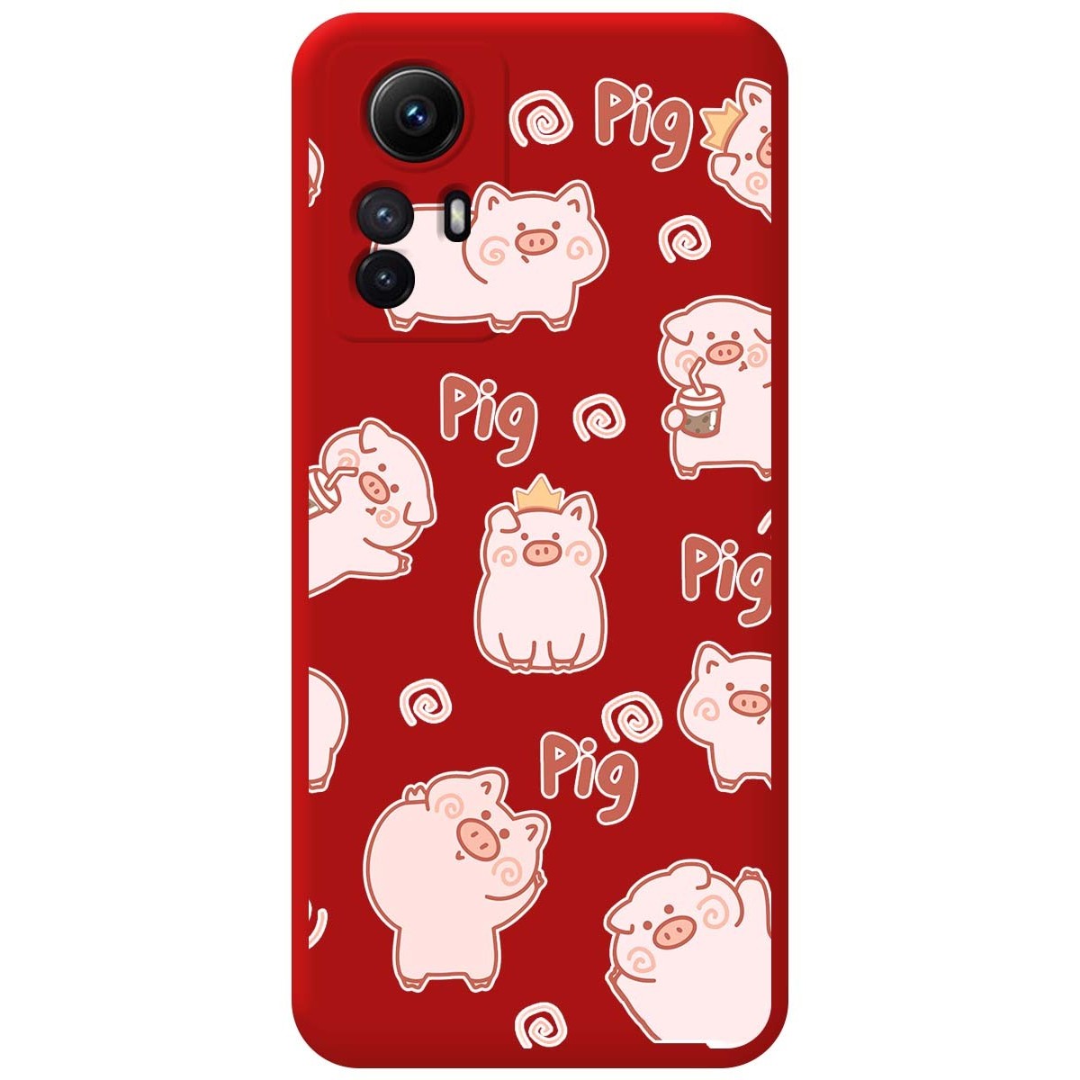 Funda Silicona Líquida Roja compatible con Xiaomi Redmi Note 12S diseño Cerdos Dibujos